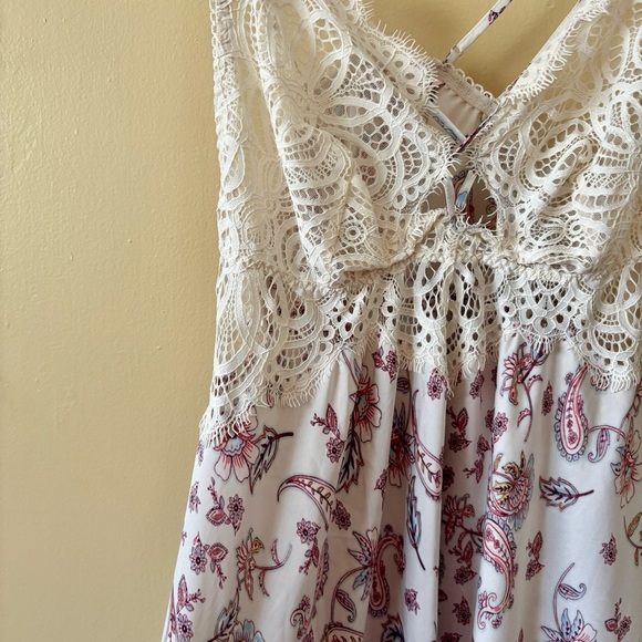 Victoria's Secret| Beautiful Cream Lace Satin Paisley Midi Chemise Negligee Sz S - Picture 2 of 8